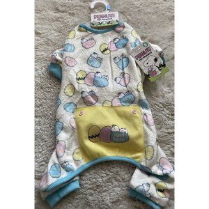 PEANUTS Dog Pajamas Snoopy Easter Eggs Velour Pastel Soft Size S NEW